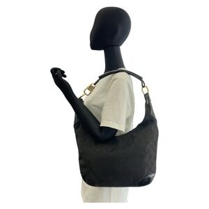 Gucci Black Shoulder Bag with Gold Accents